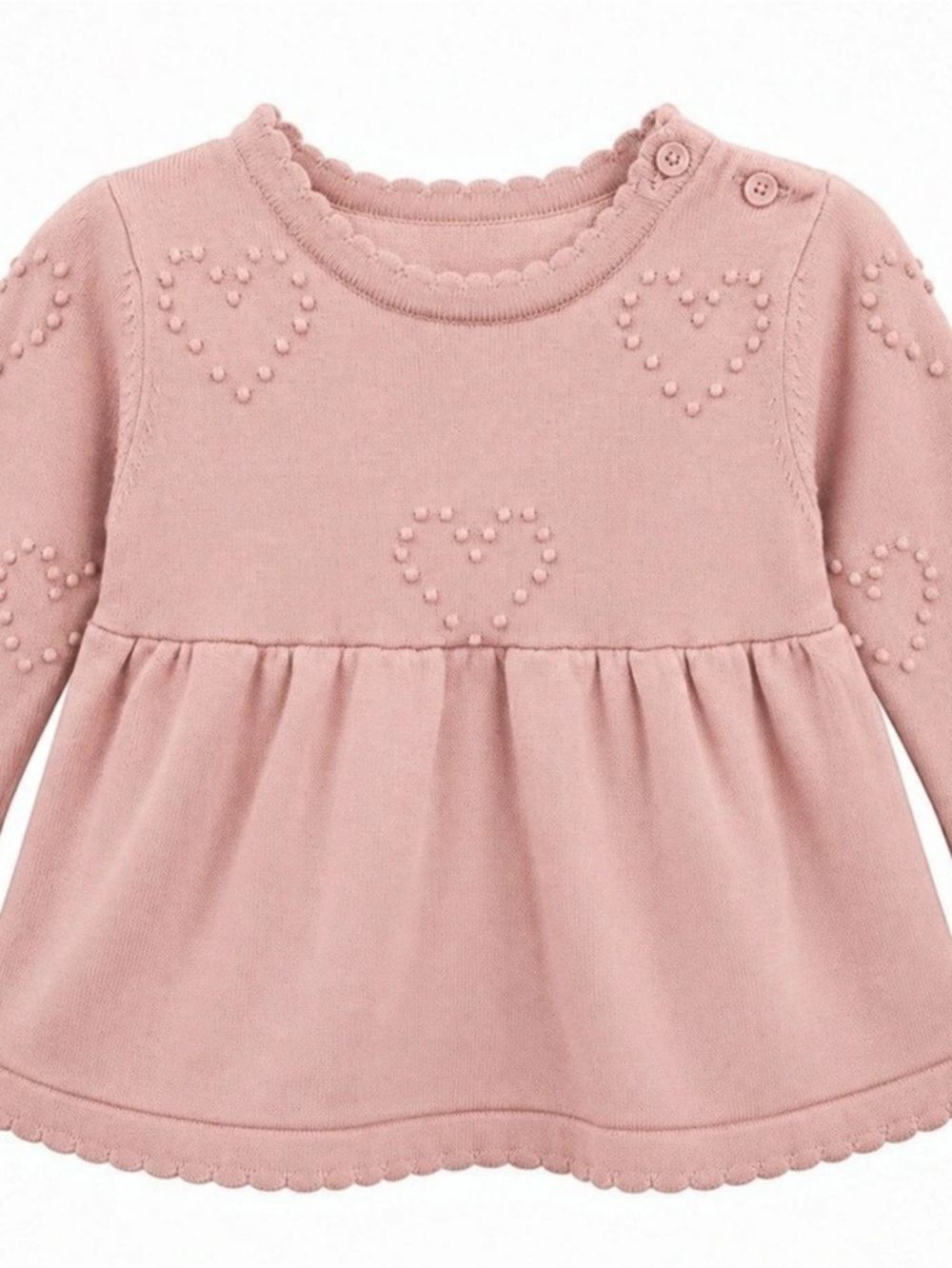 Joe Fresh Heart Knit Peplum Top Pink 12-18M